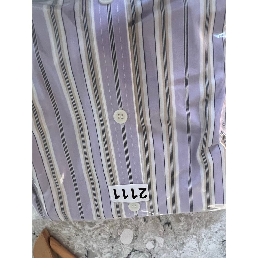 Liz Claiborne Lavender and White Striped Button-Up Blouse - Picture 9 of 9